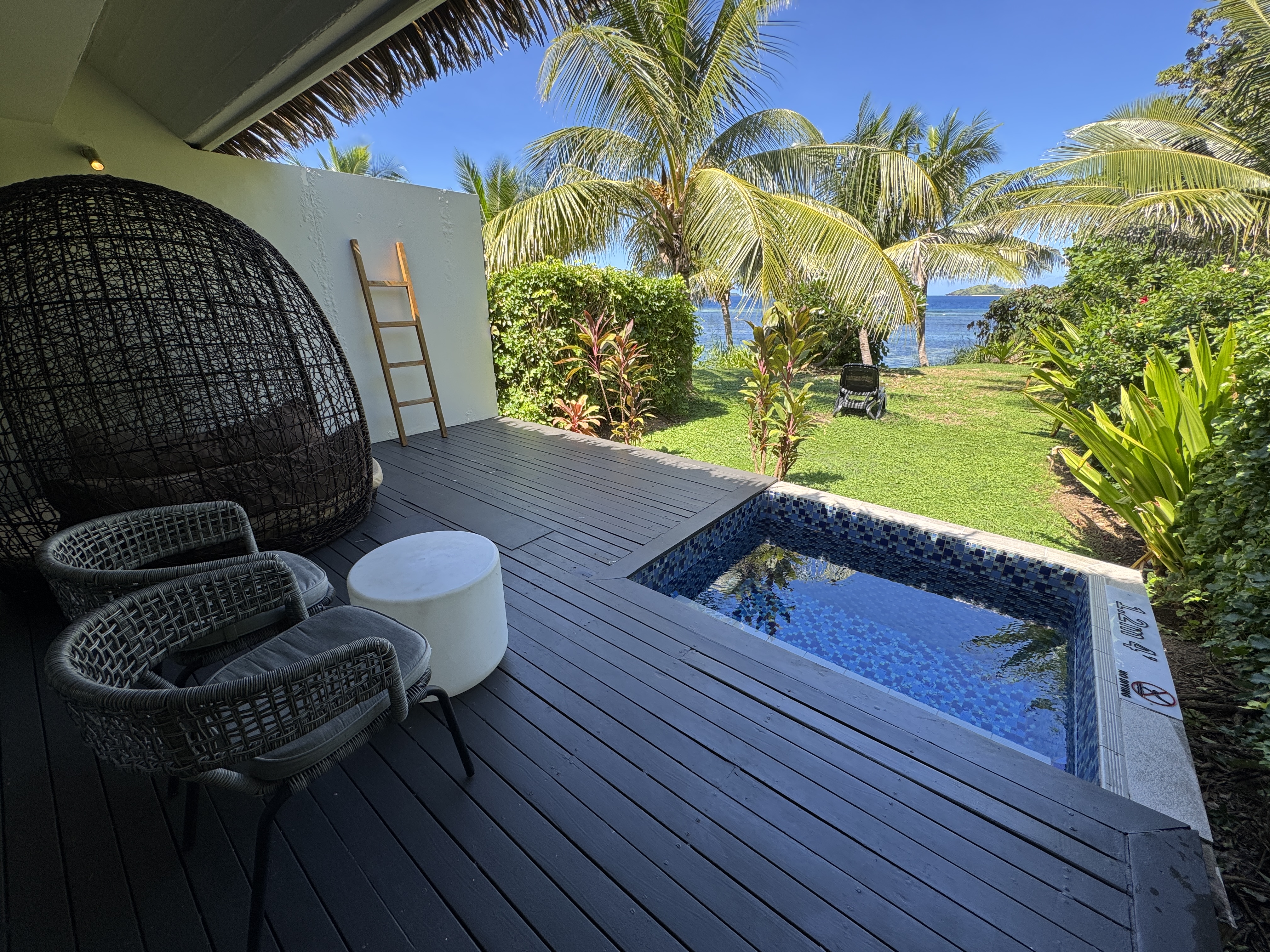 Sheraton Tokoriki Island Private villa deck with plunge pool egg chair ocean view