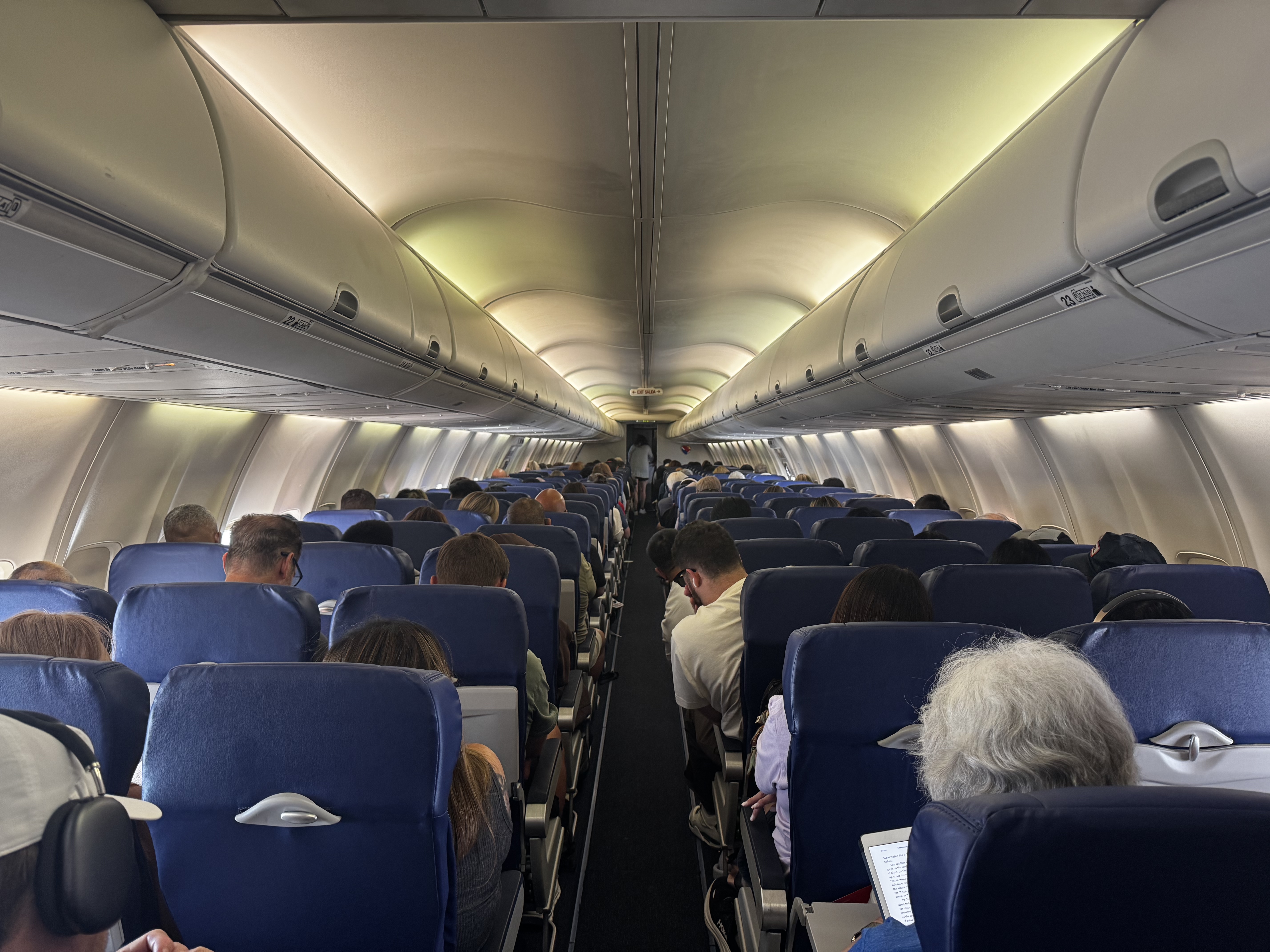 Southwest 737 Max8 Interior (1) Southwest Airlines B737 700 view up aisle