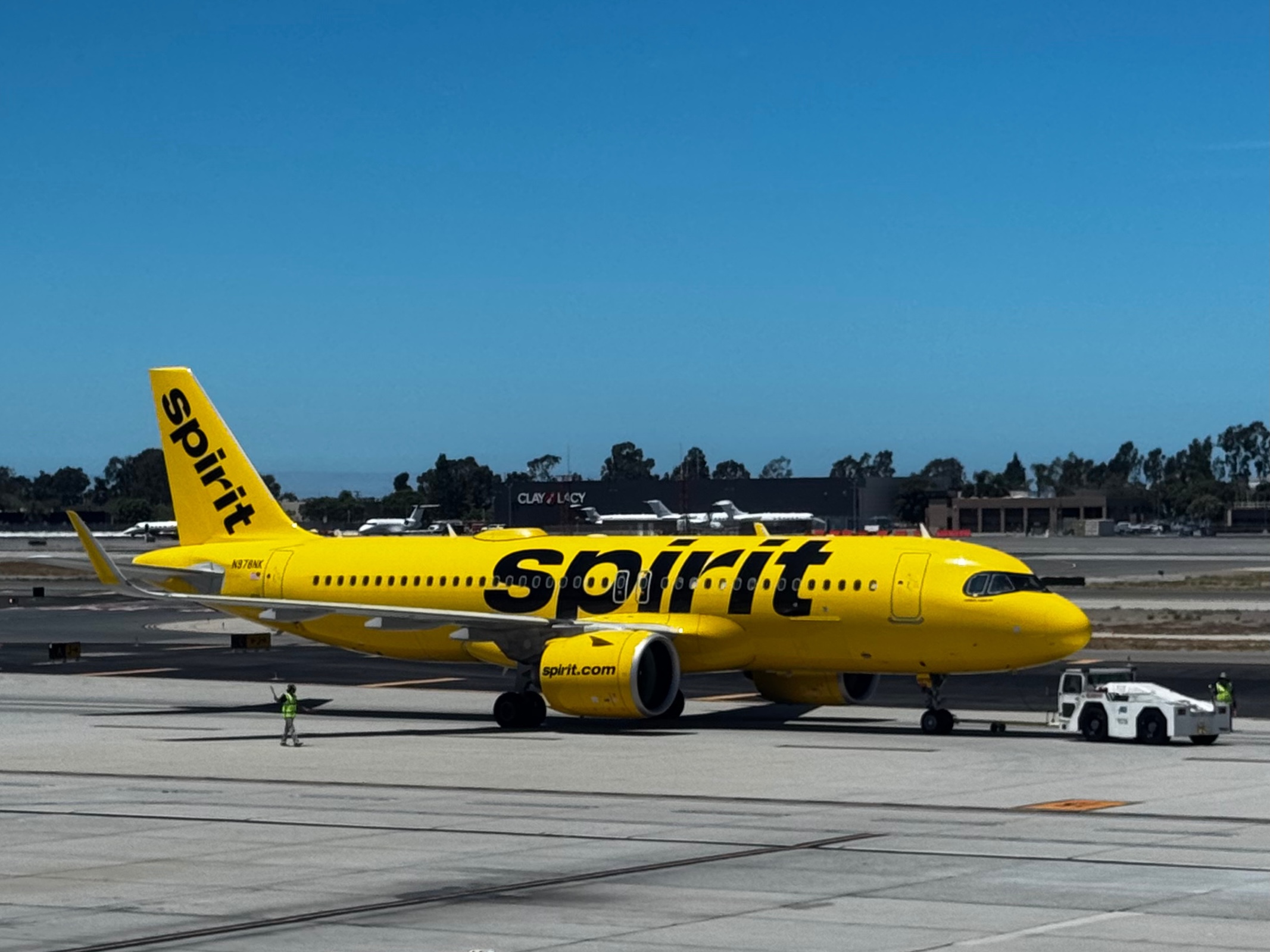 Spirit Airlines A320 plane taxiing SNA Spirit Airlines A320 plane taxiing SNA
