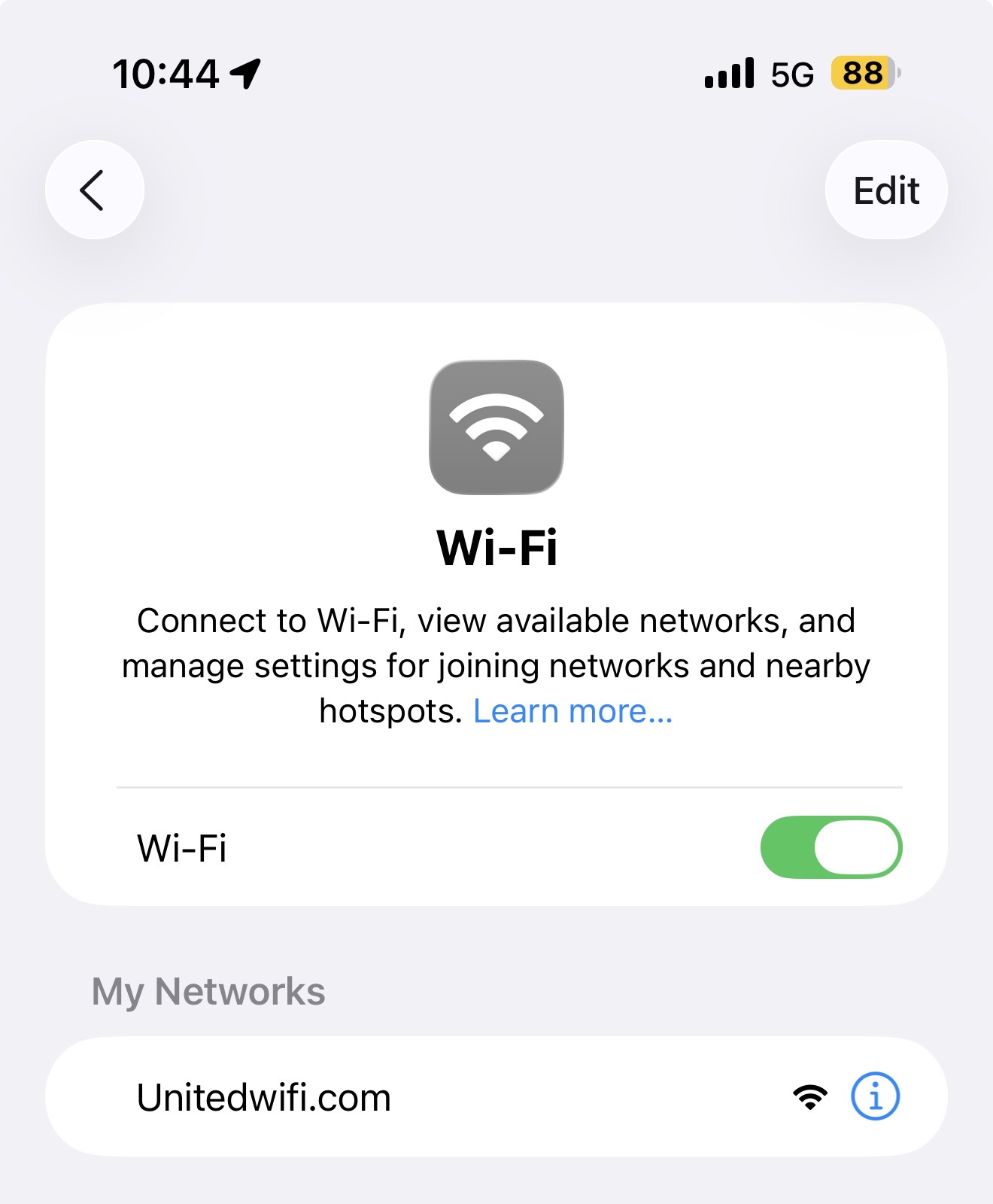 Screenshot United Starlink Network SSID