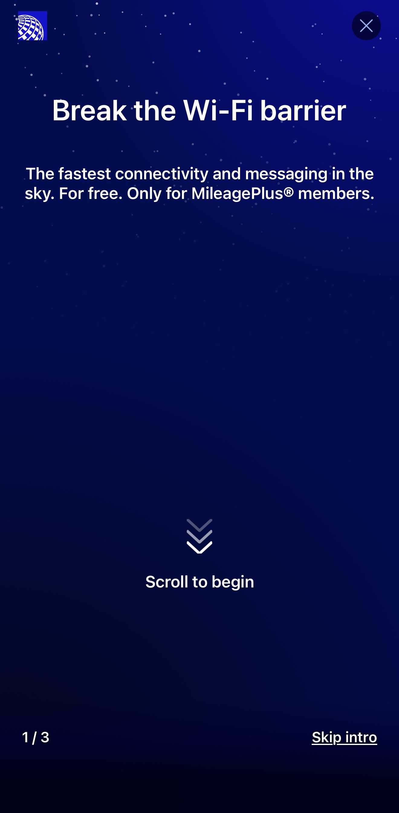 Screenshot United Starlink Sign In Sequence Slide 1 iPhone