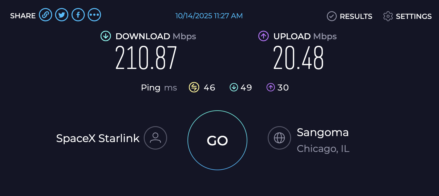 United Starlink Speed Test Computer United Starlink Speed Test Computer