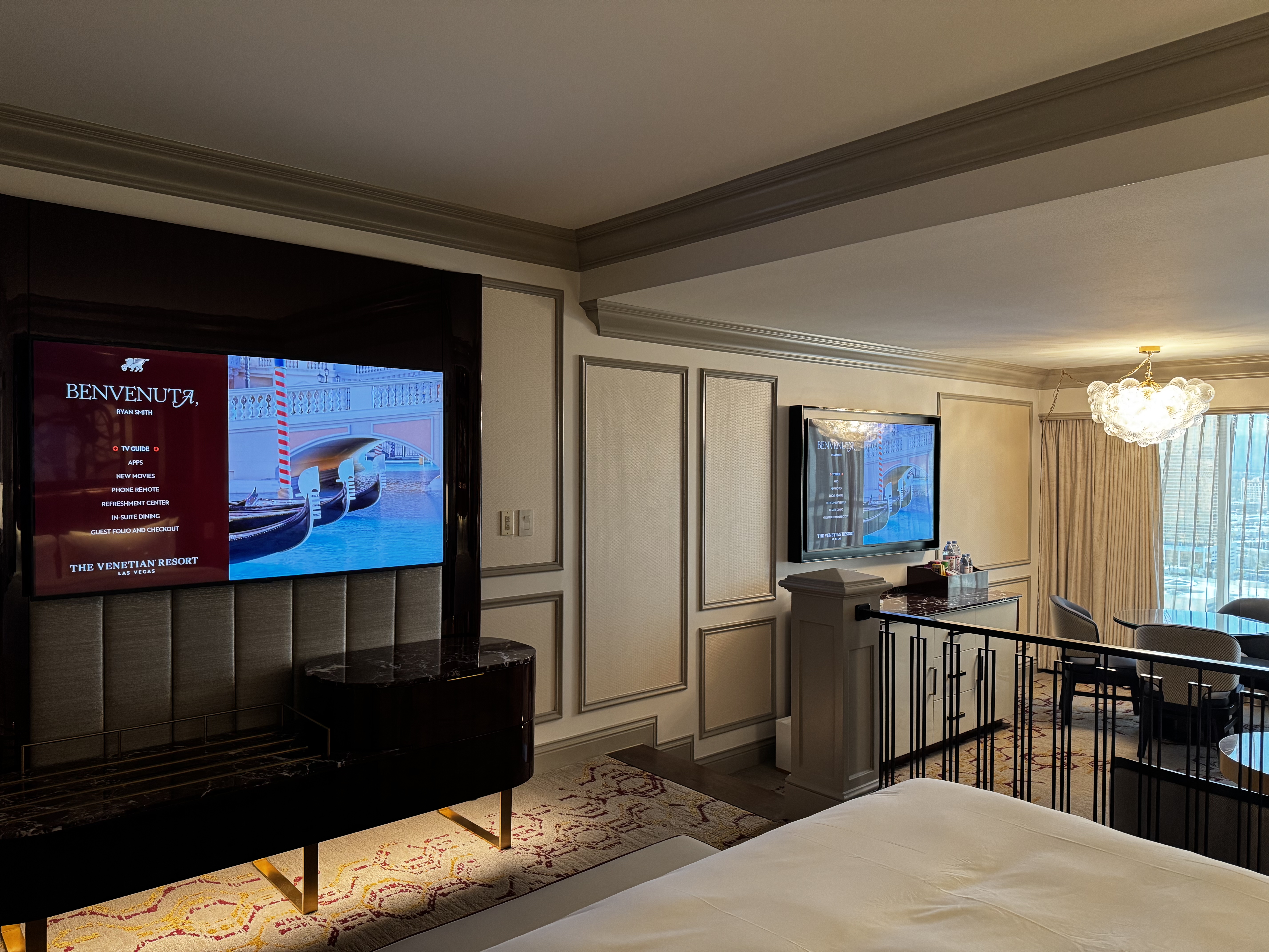 Venetian Las Vegas Remodeled Luxury King Suite TVs
