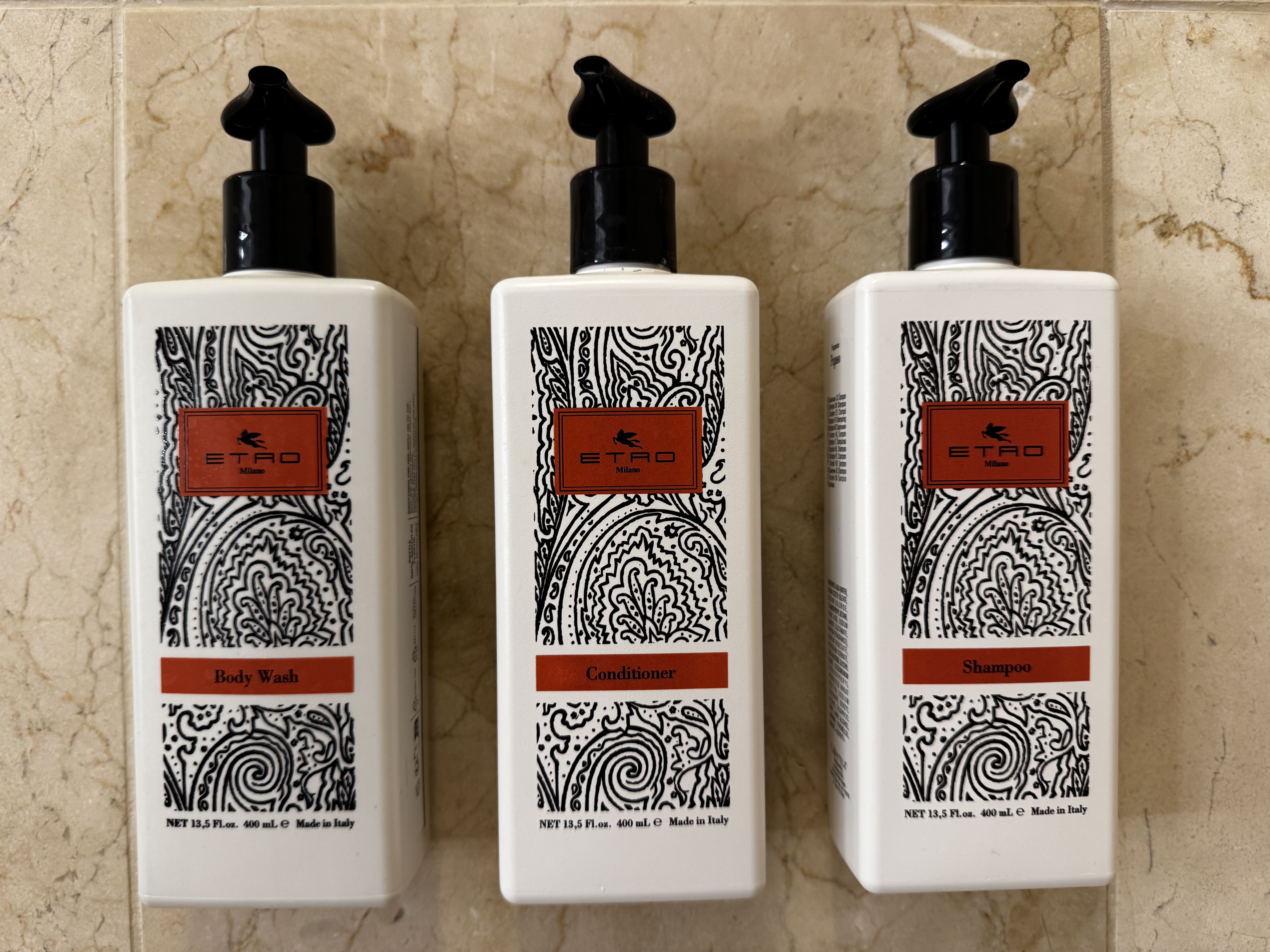 Venetian Las Vegas Remodeled Luxury King Suite bathroom pump bottles