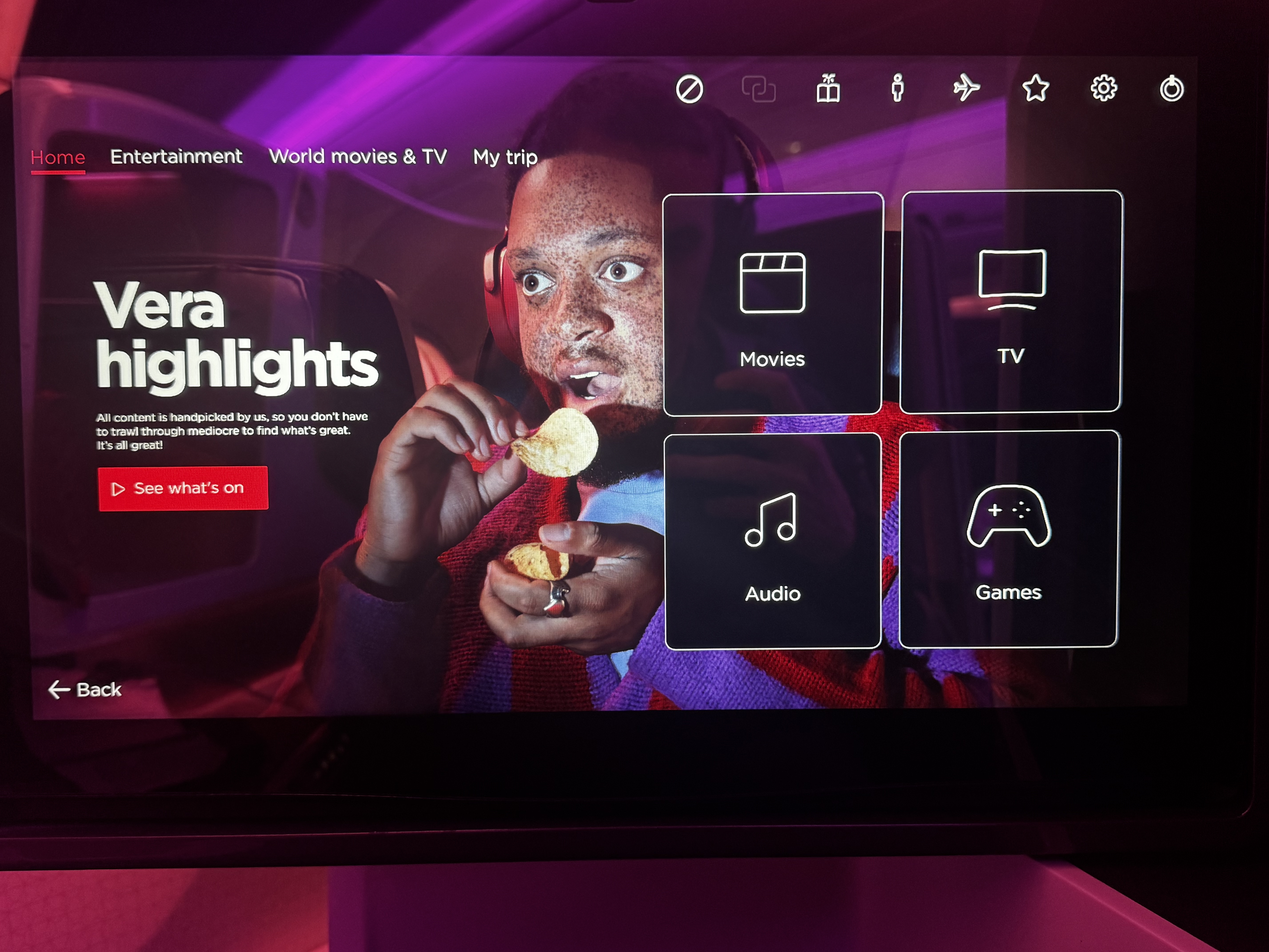 Virgin Atlantic A350 1000 Upper Class entertainment