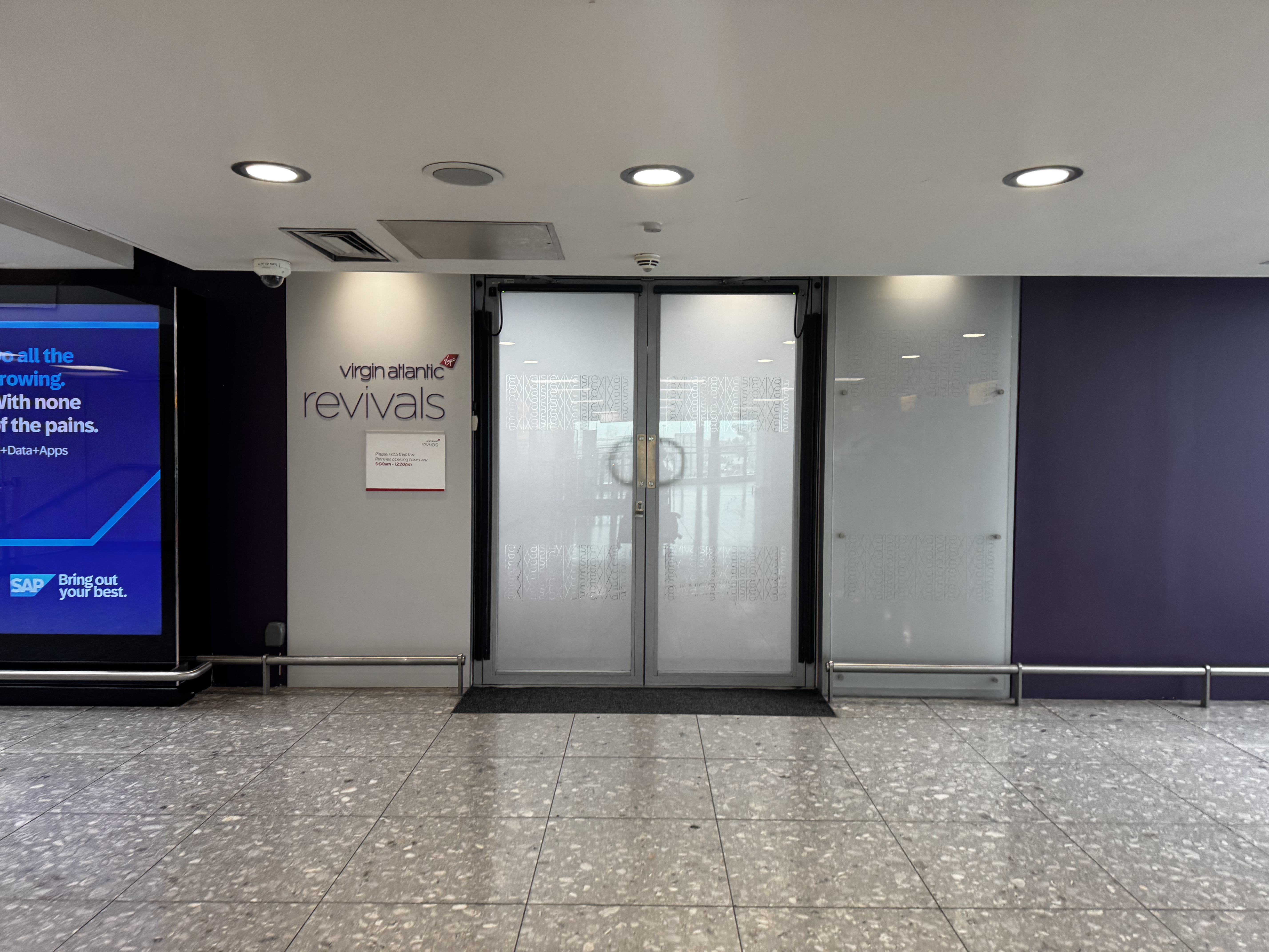 Virgin Revivals arrival lounge LHR