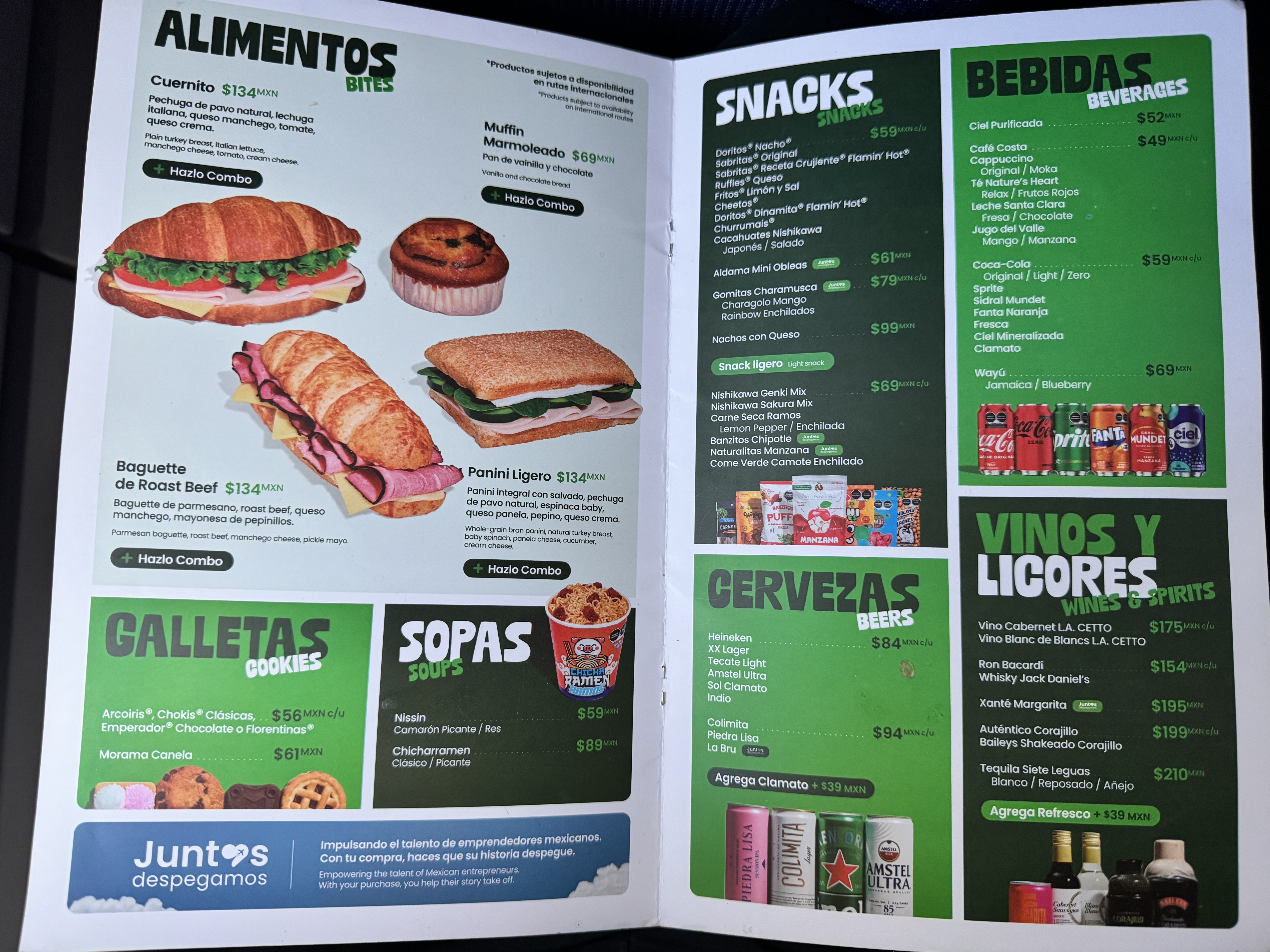 Viva Aerobus A320 Menu Snacks