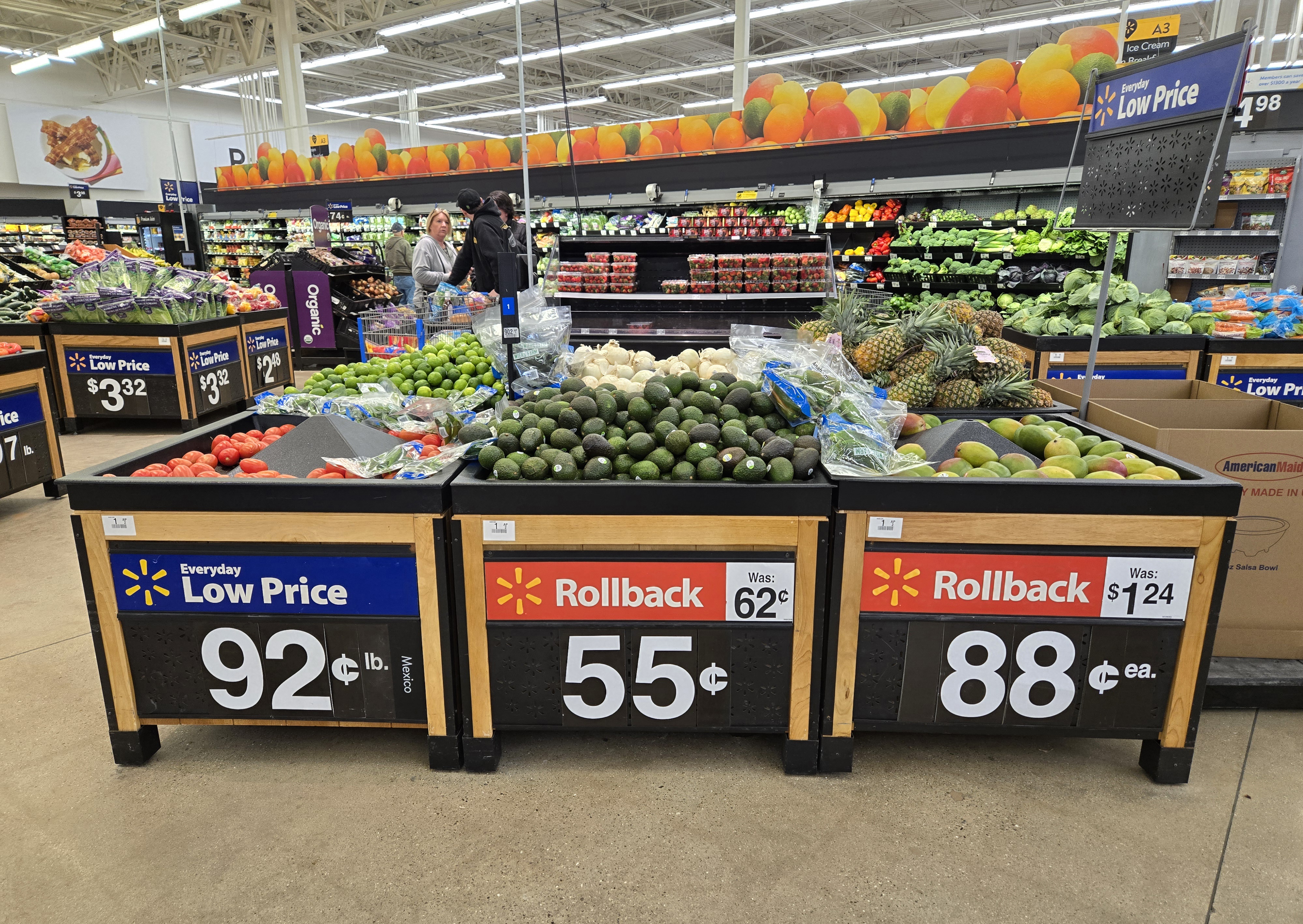Customer stocking pantry with Walmart items Walmart Produce