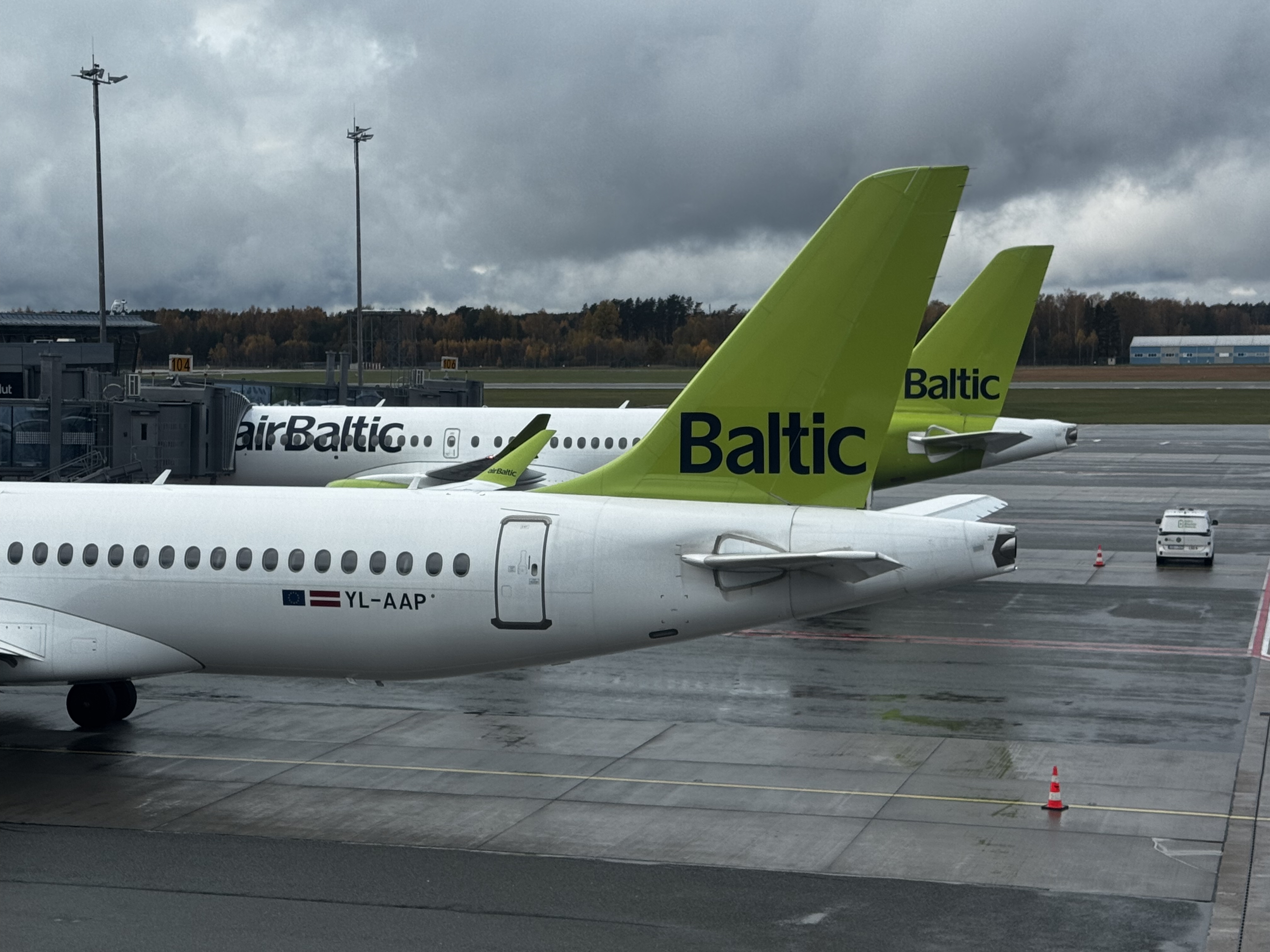 airBaltic plane tails at Riga RIX