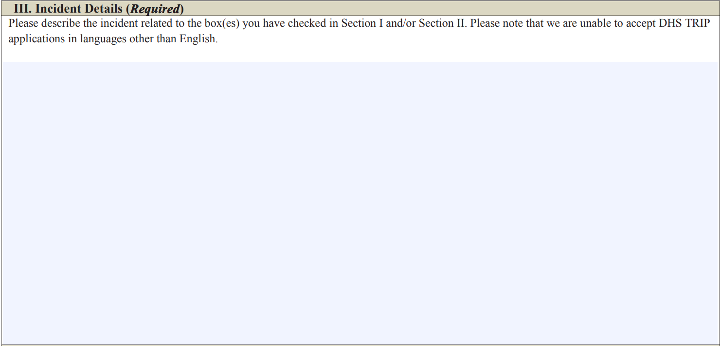 Redress Application Step 3 Redress Application Step 3