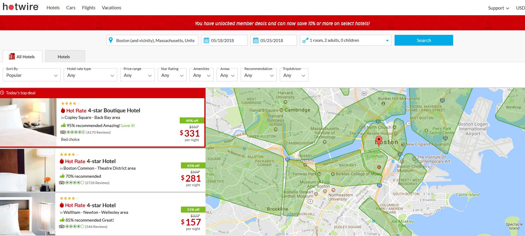 Hotwire Hotels Map