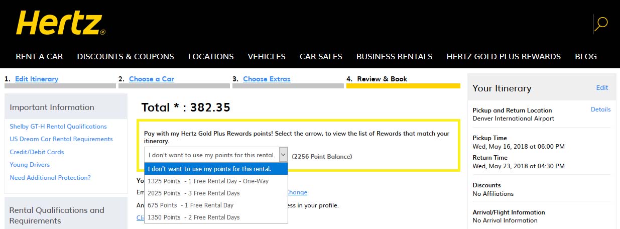 How To Use Hertz Gold Plus Rewards Points