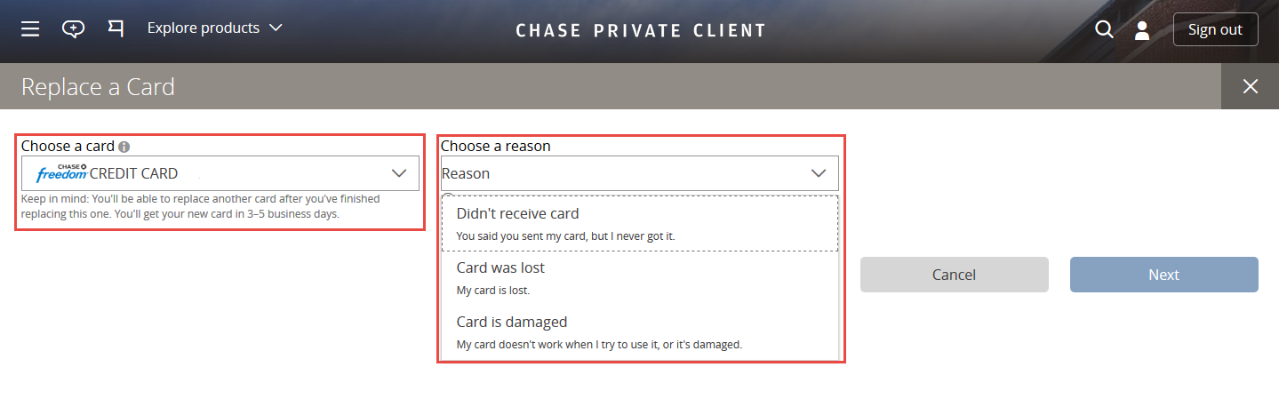 Replace A Chase Credit Card Online