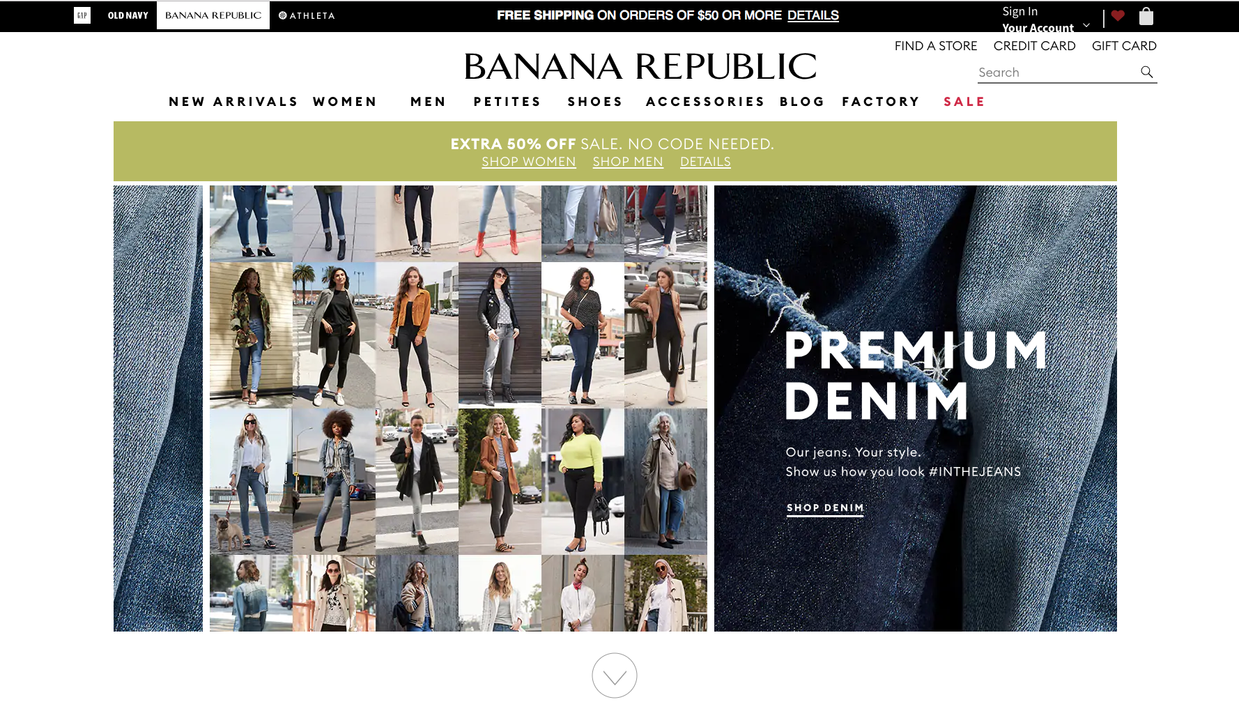 Banana Republic Homepage