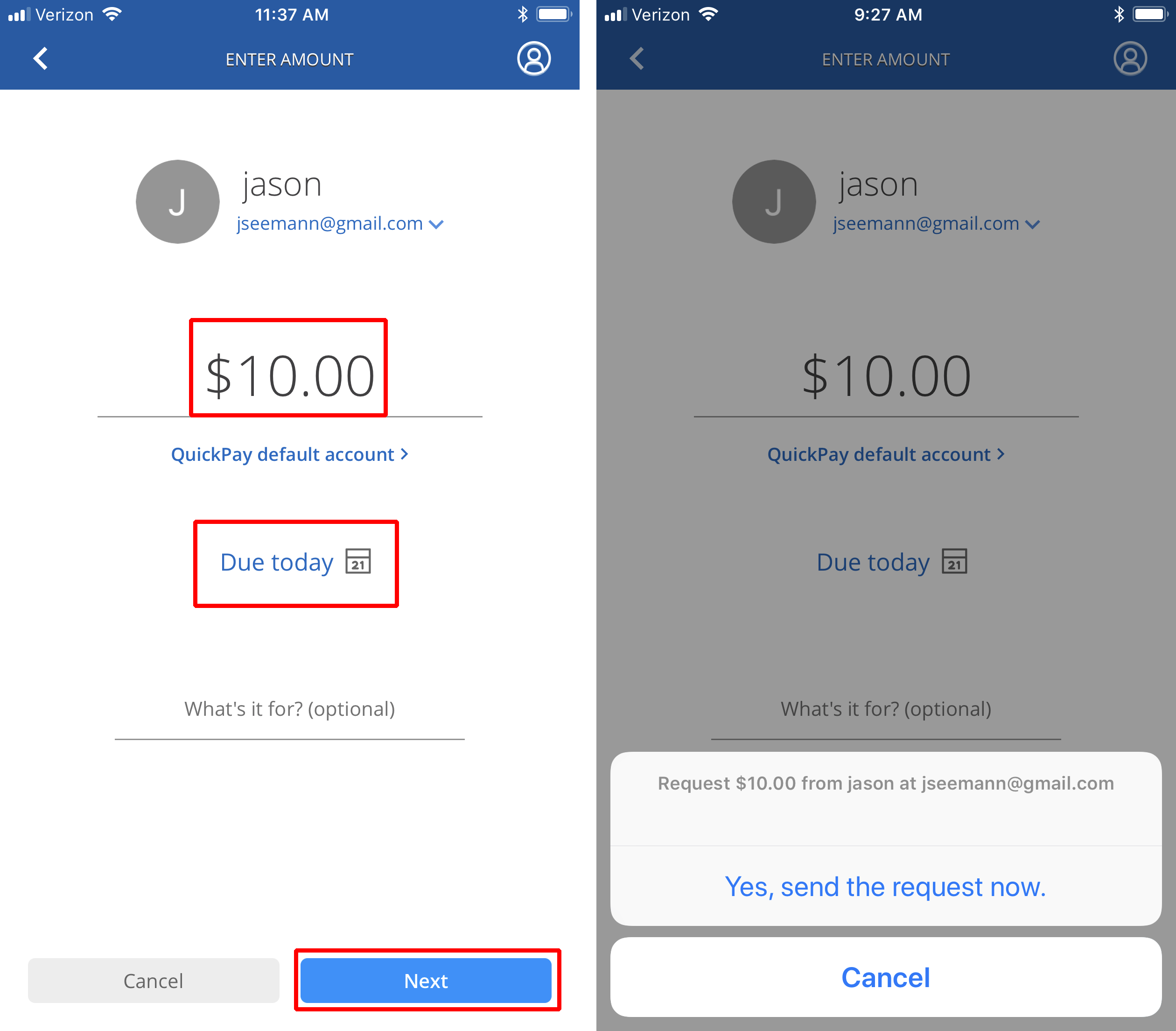 Chase QuickPay Request Money on mobile