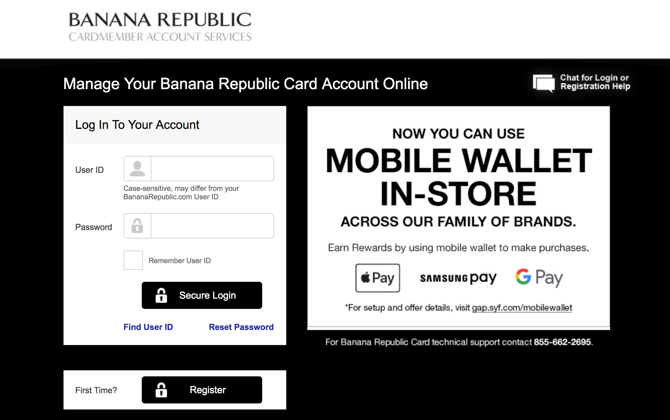 Online Account Management Banana Republic