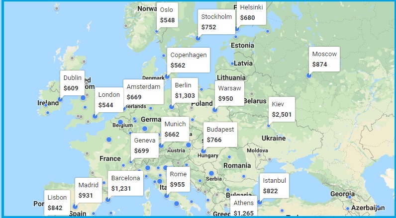 Google flights map