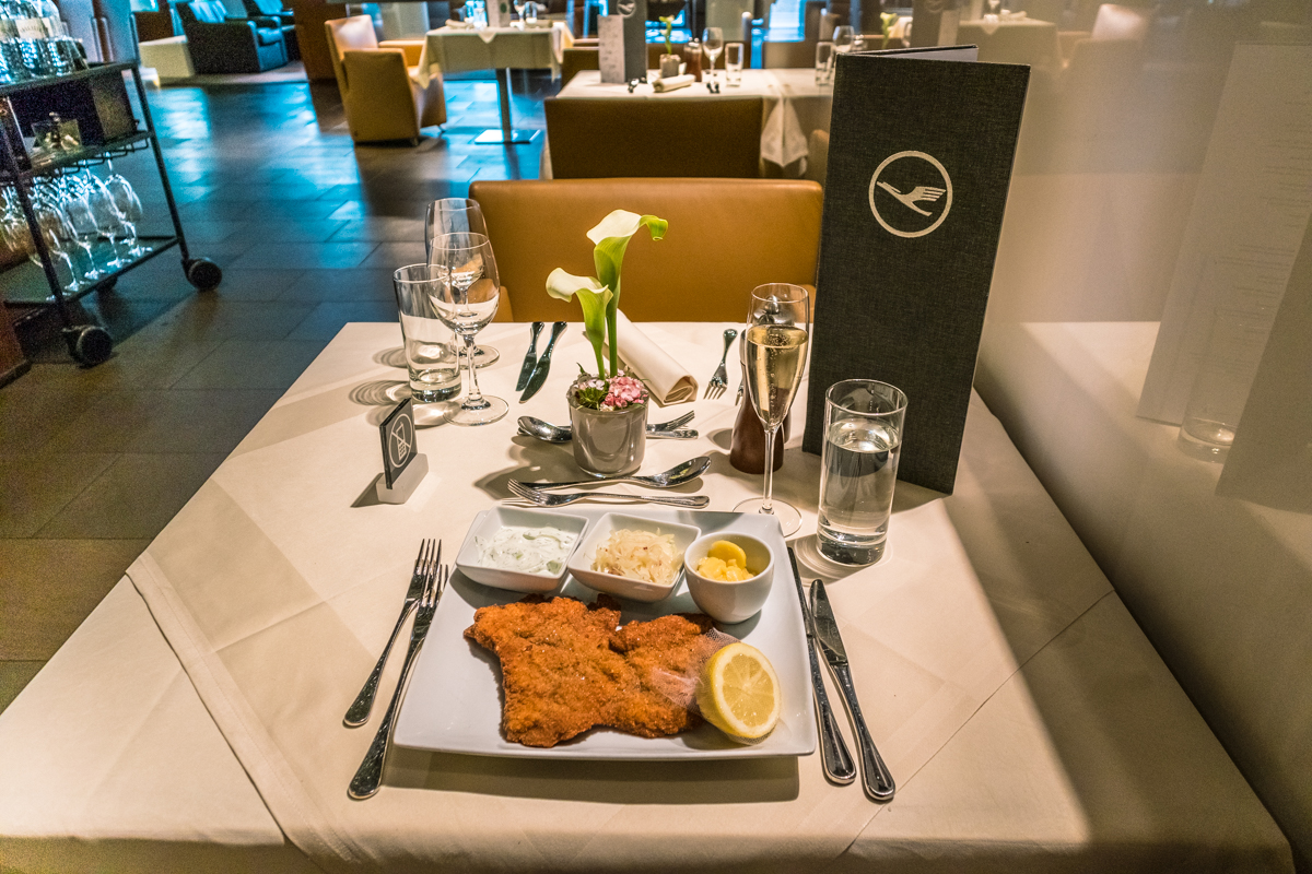 Lufthansa First Class Terminal dining