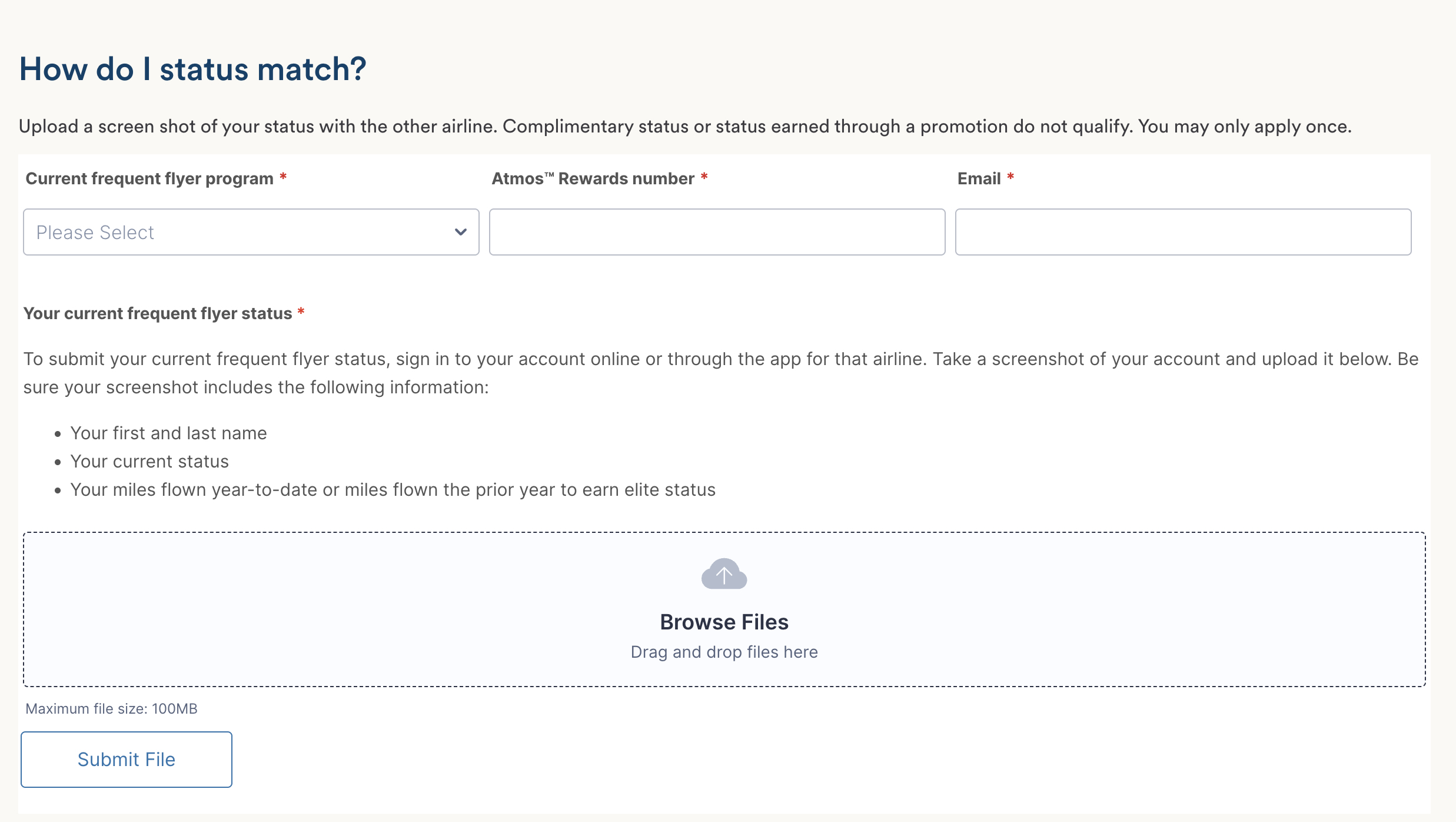 Alaska Status Match Alaska Airlines Atmos Rewards status match form