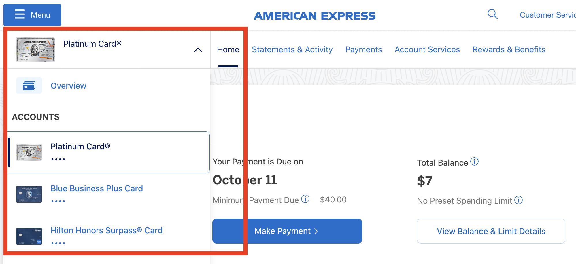 Amex Offers – How To Check Statement Amex dashboard home