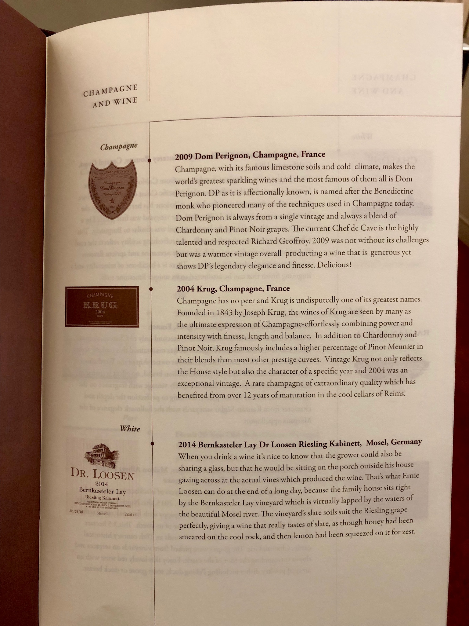 Singapore Airlines First Class Suites JFK to Frankfurt - Drinks Menu
