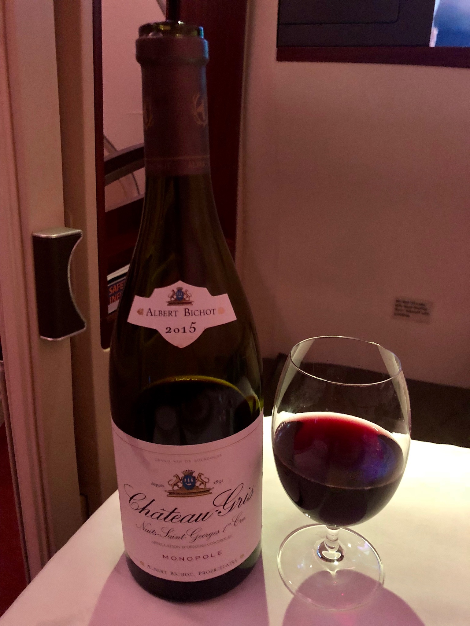 Singapore Airlines First Class Suites JFK to Frankfurt - Red Wine