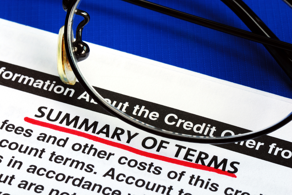 credit card terms