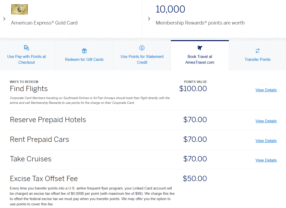Amex travel American Express Rewards Points Calculator Gold