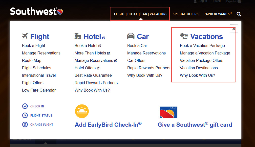 Southwest Vacations