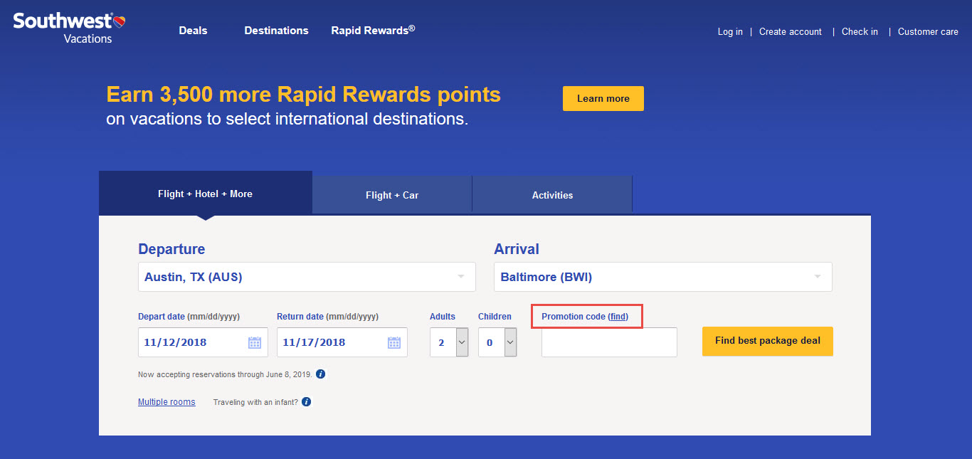 Southwest Vacations Promo Code