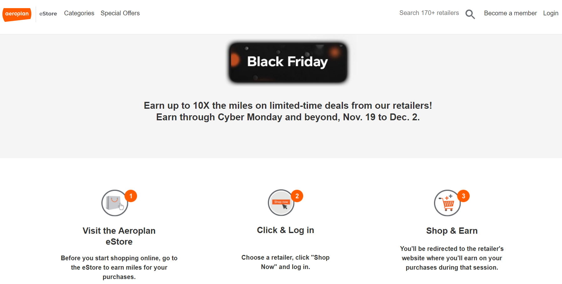 Air Canada Aeroplan eStore Shopping Portal Login
