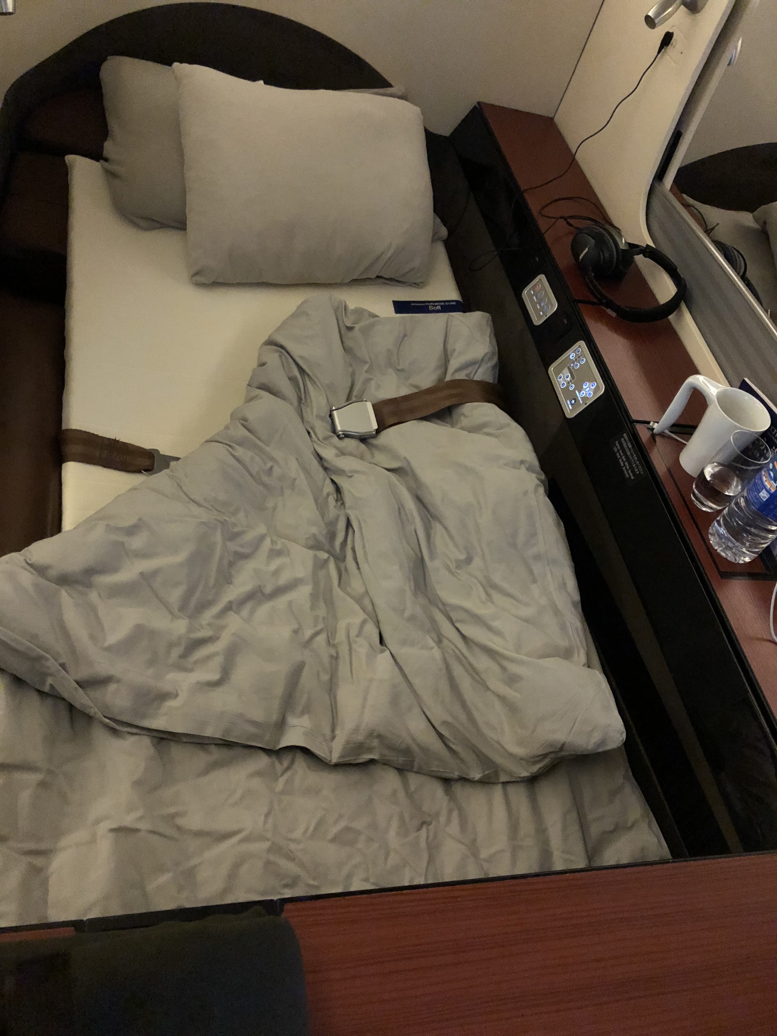 Japan Airlines 777 First Class Bed Made