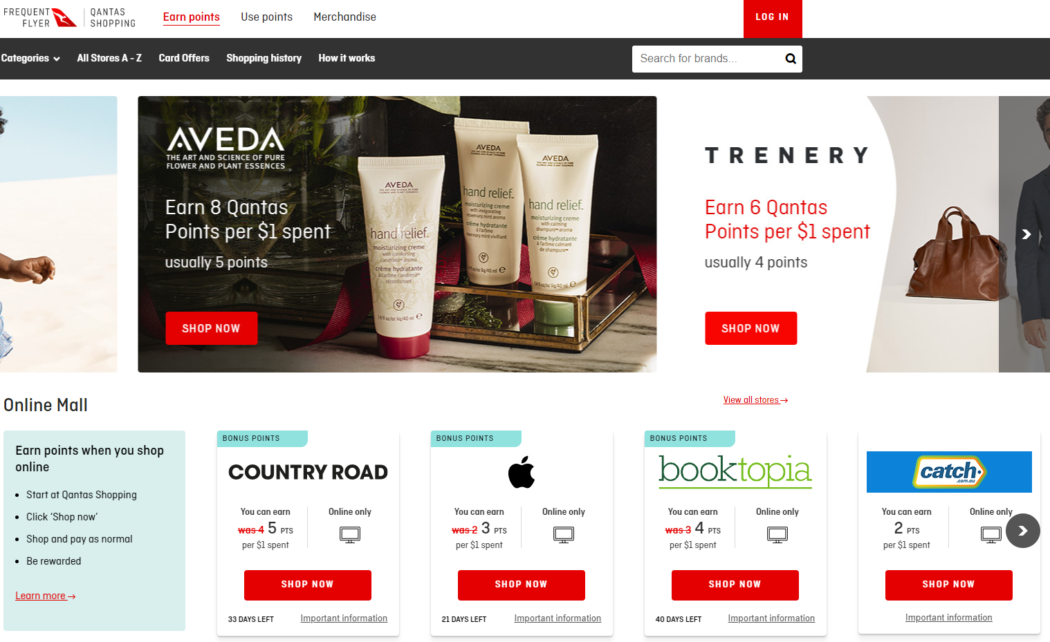 Qantas Shopping Online Shopping Portal Homepage
