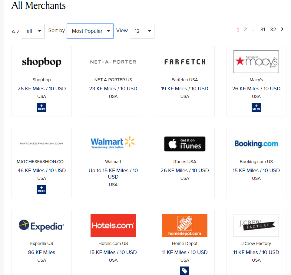 Singapore Airlines KrisFlyer Spree Shopping Portal Browsing