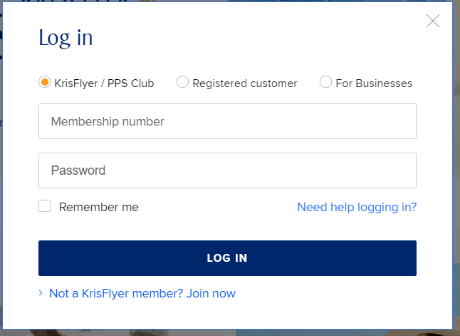 Singapore Airlines KrisFlyer Spree Shopping Portal Login