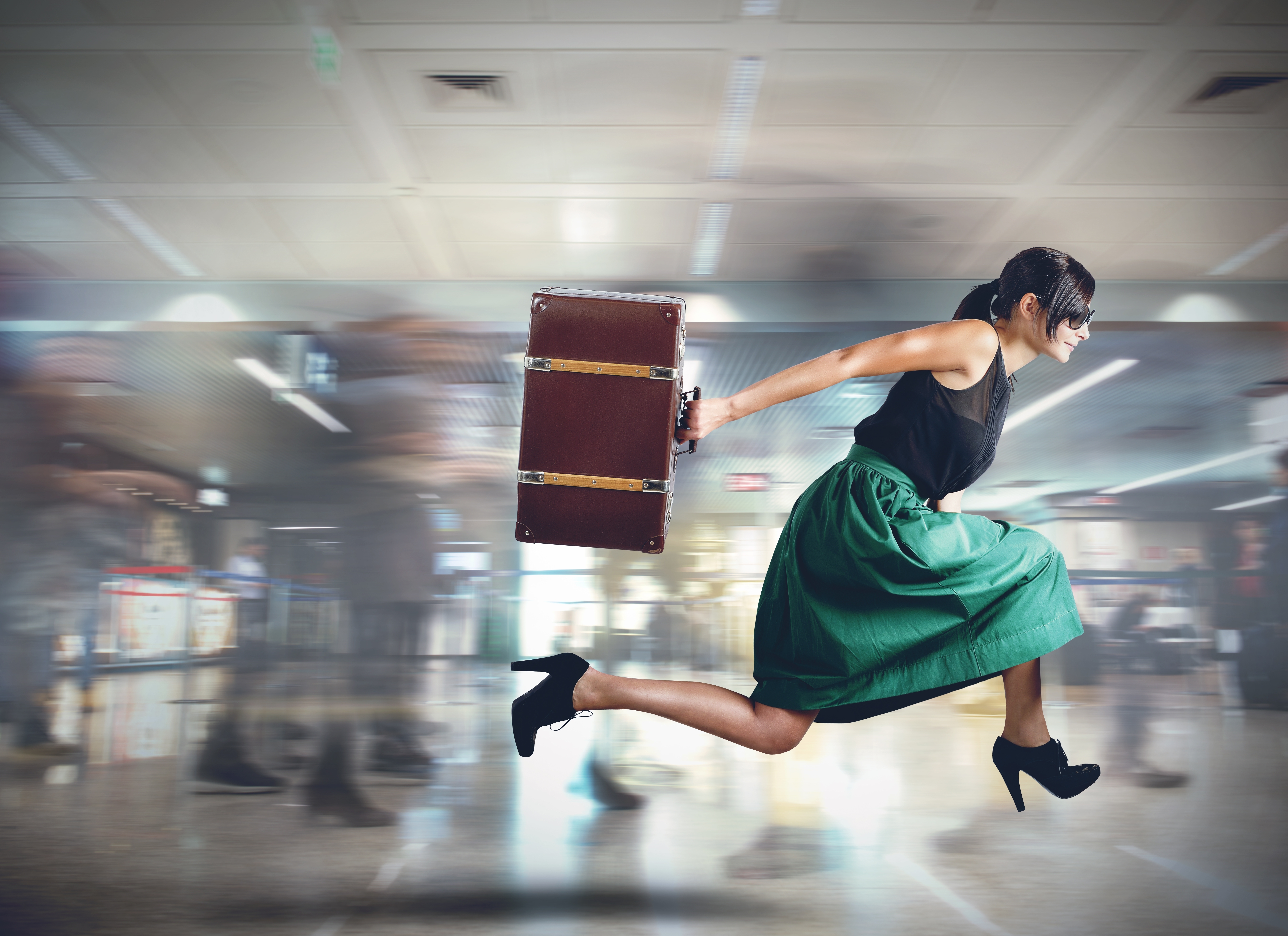 Woman Running Airport