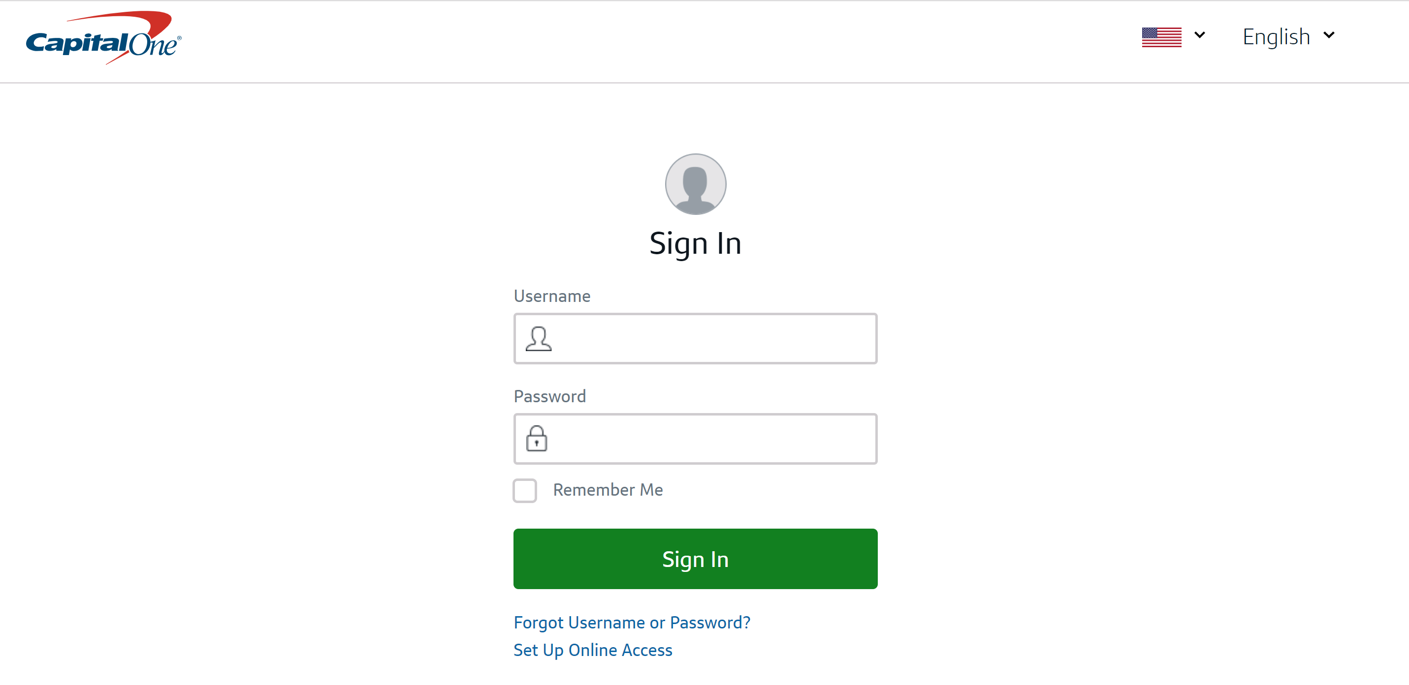 Capital One Log-In Screen