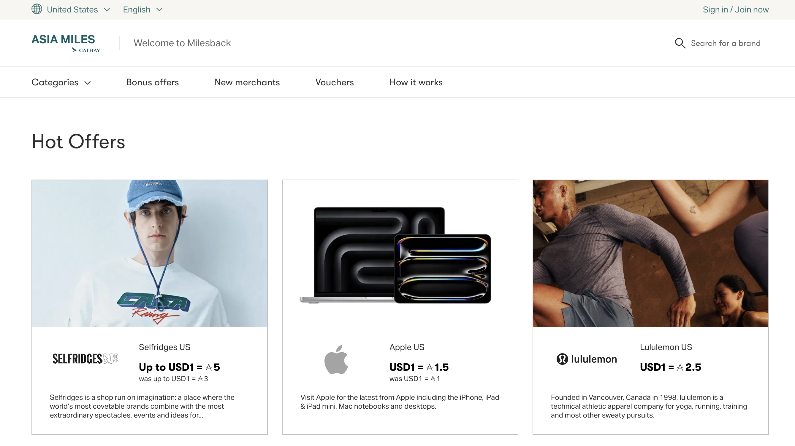 Cathay Pacific Asia Miles iShop Homepage Cathay Pacific Milesback shopping portal