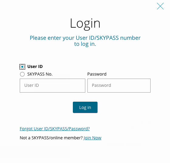 Korean Air Login Screen