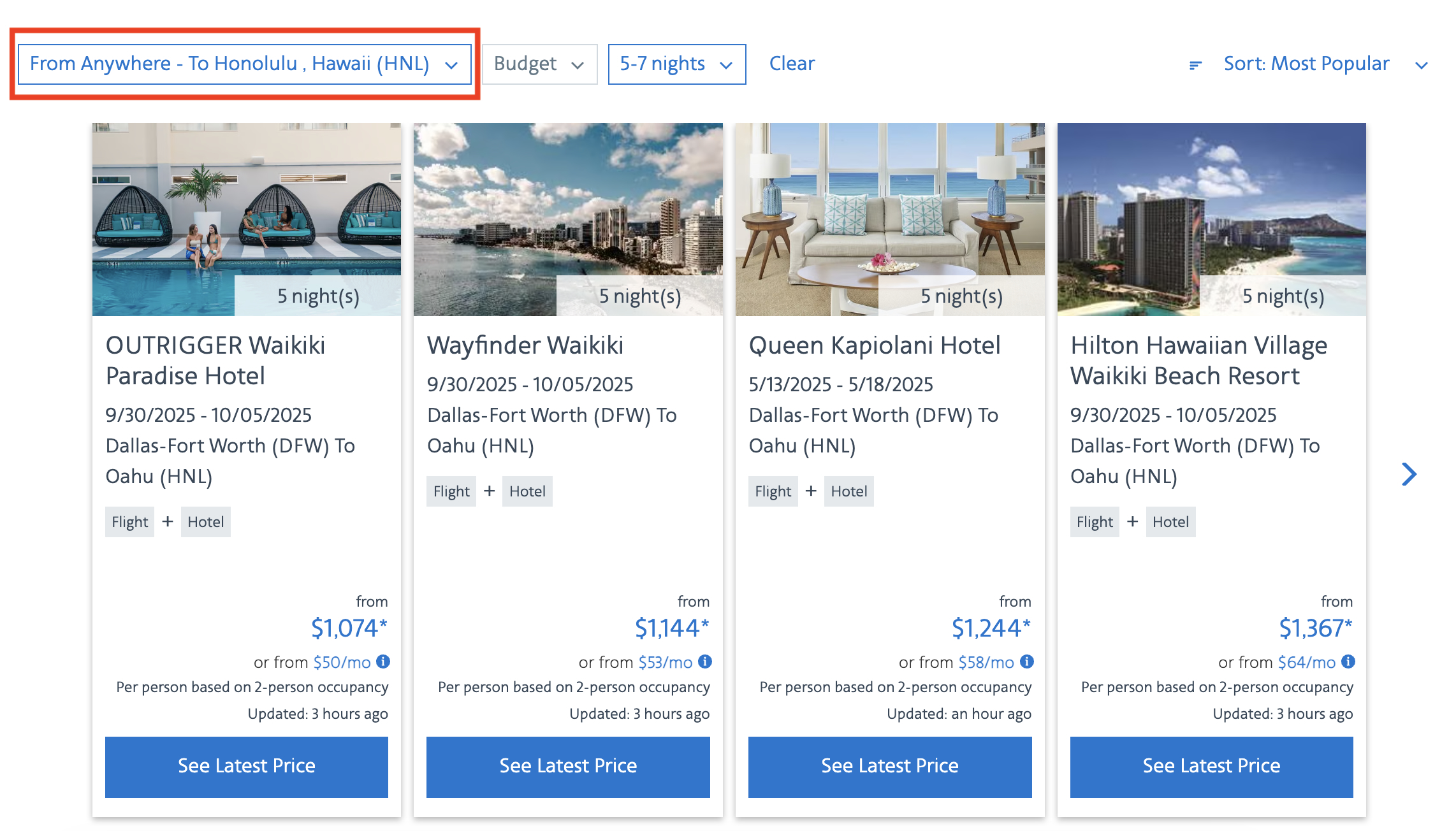AA vacation destinations deals