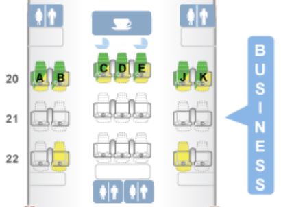 Asiana Airlines 747 Business Class Seat Map 1