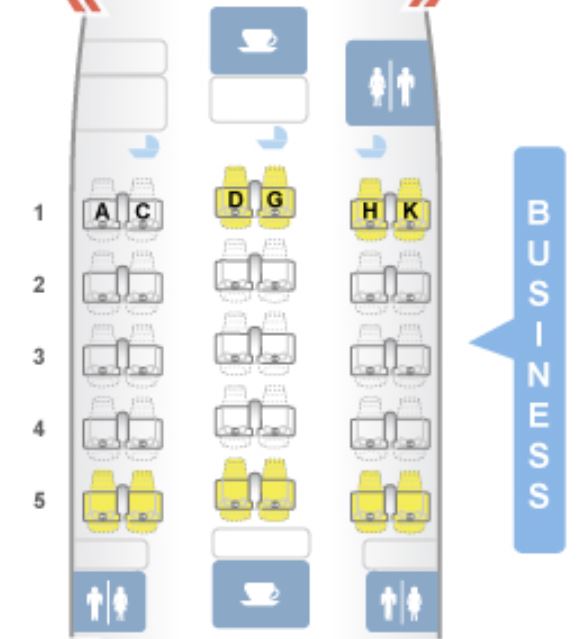 Asiana Airlines A330 Business Class Seat Map