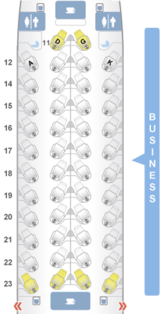 Cathay Pacific A350-1000 Business Class Seat Map