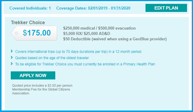 Geoblue Trekker Policy