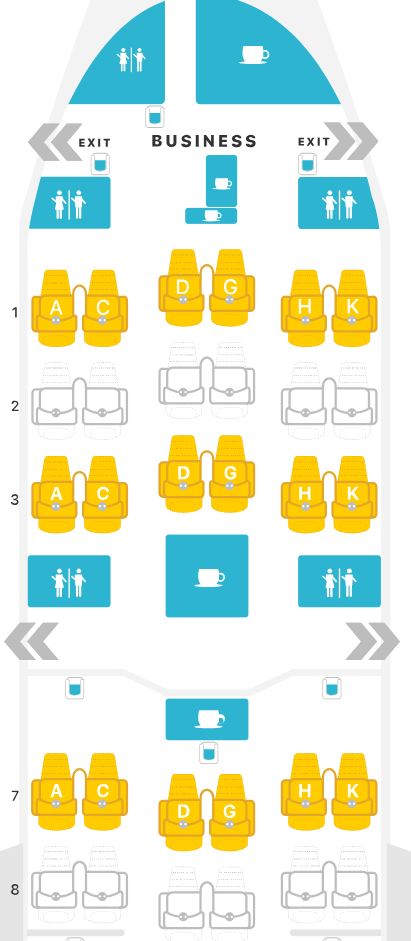 Japan Airlines 787-8 Updated Business Class Seat Map