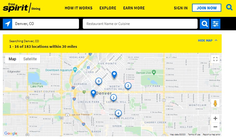 Search Results Free Spirit Dining map