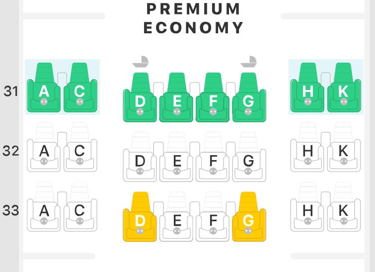 Singapore Airlines A350-900 Premium Economy Seat Map