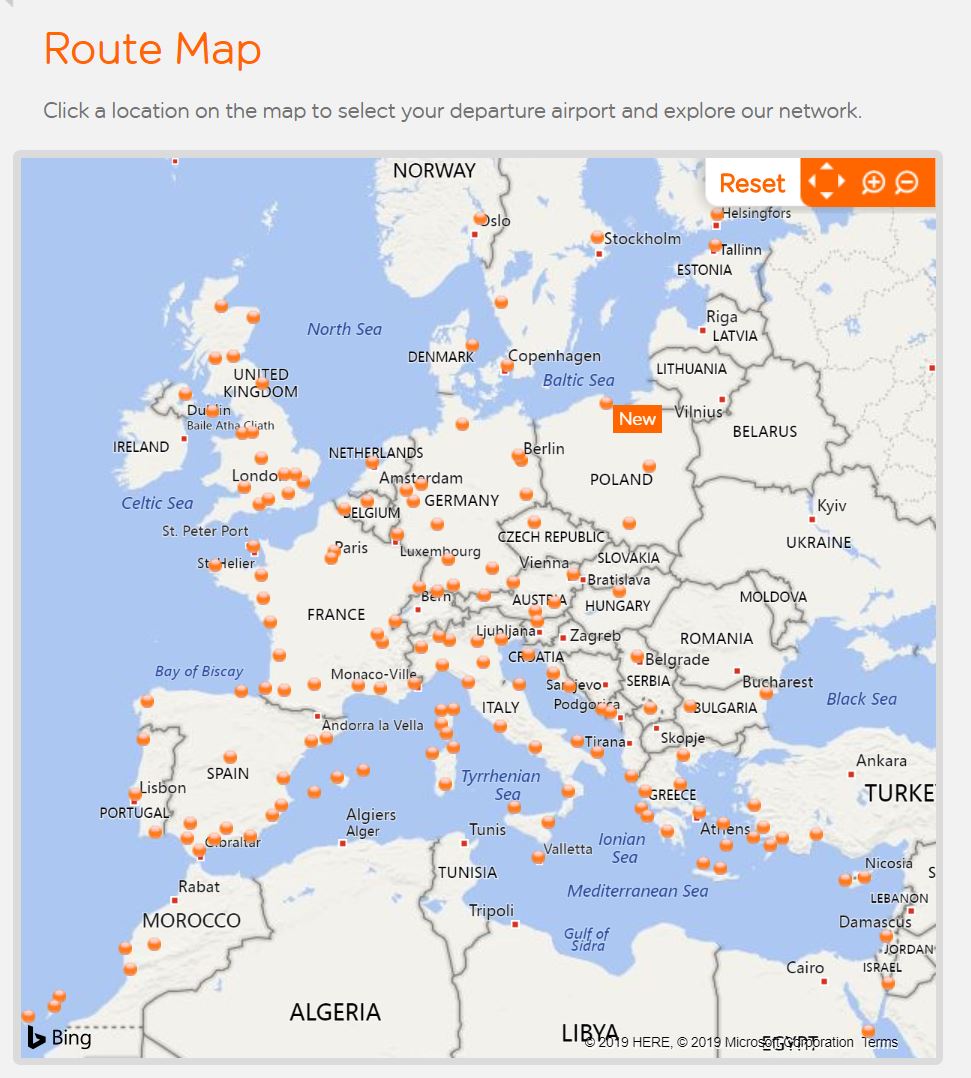 easyJet Route Map