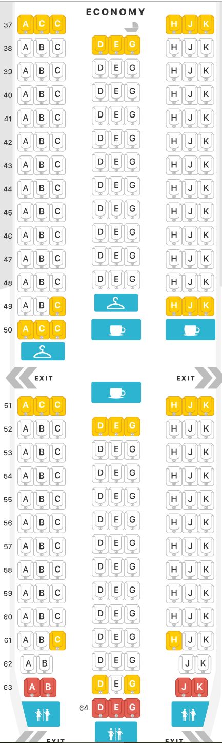 China Southern 777-300ER Economy Class Seat Map