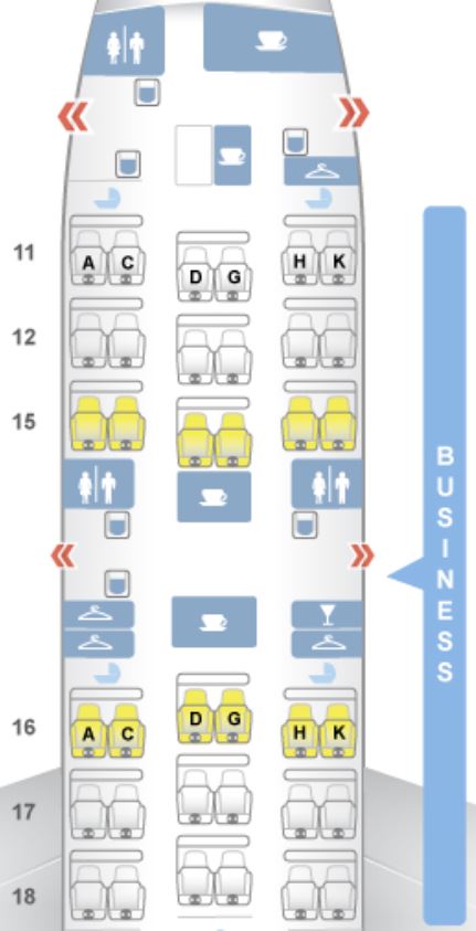 Hainan Airlines 787-8 Business Class Seat Map